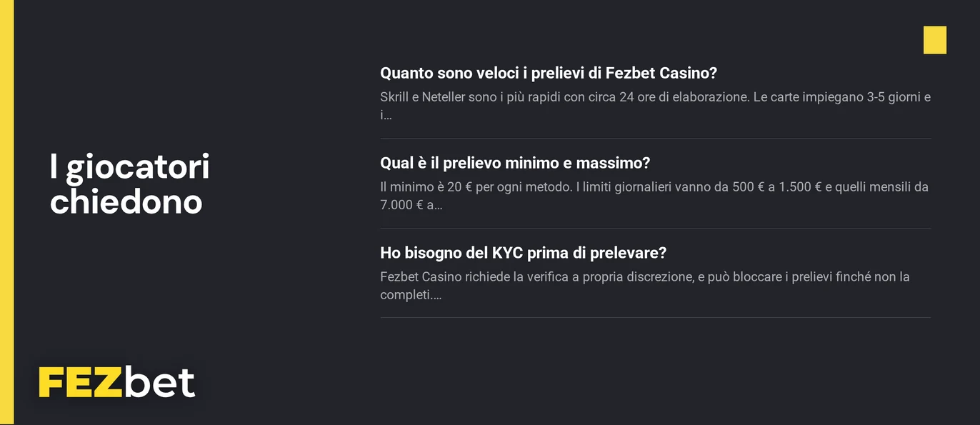 Esamina FAQ prelievi limiti